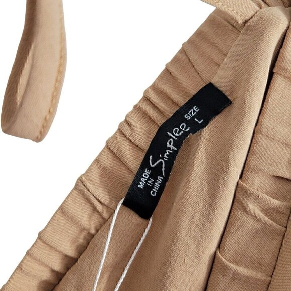 Simplee Flutter Sleeve V-Neck Tiered Midi Dress - Beige Tan  - Large - NEW - Picture 3 of 5